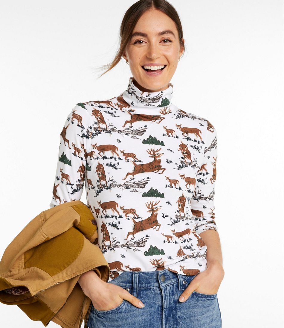 Women's Signature Lightweight Cotton Turtleneck, Novelty - Image 2
