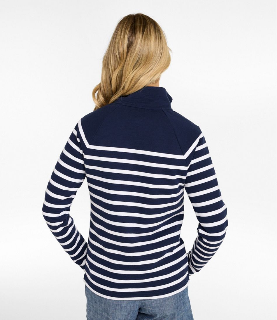 Women's Peaks Island Button Mockneck, Stripe - Image 3