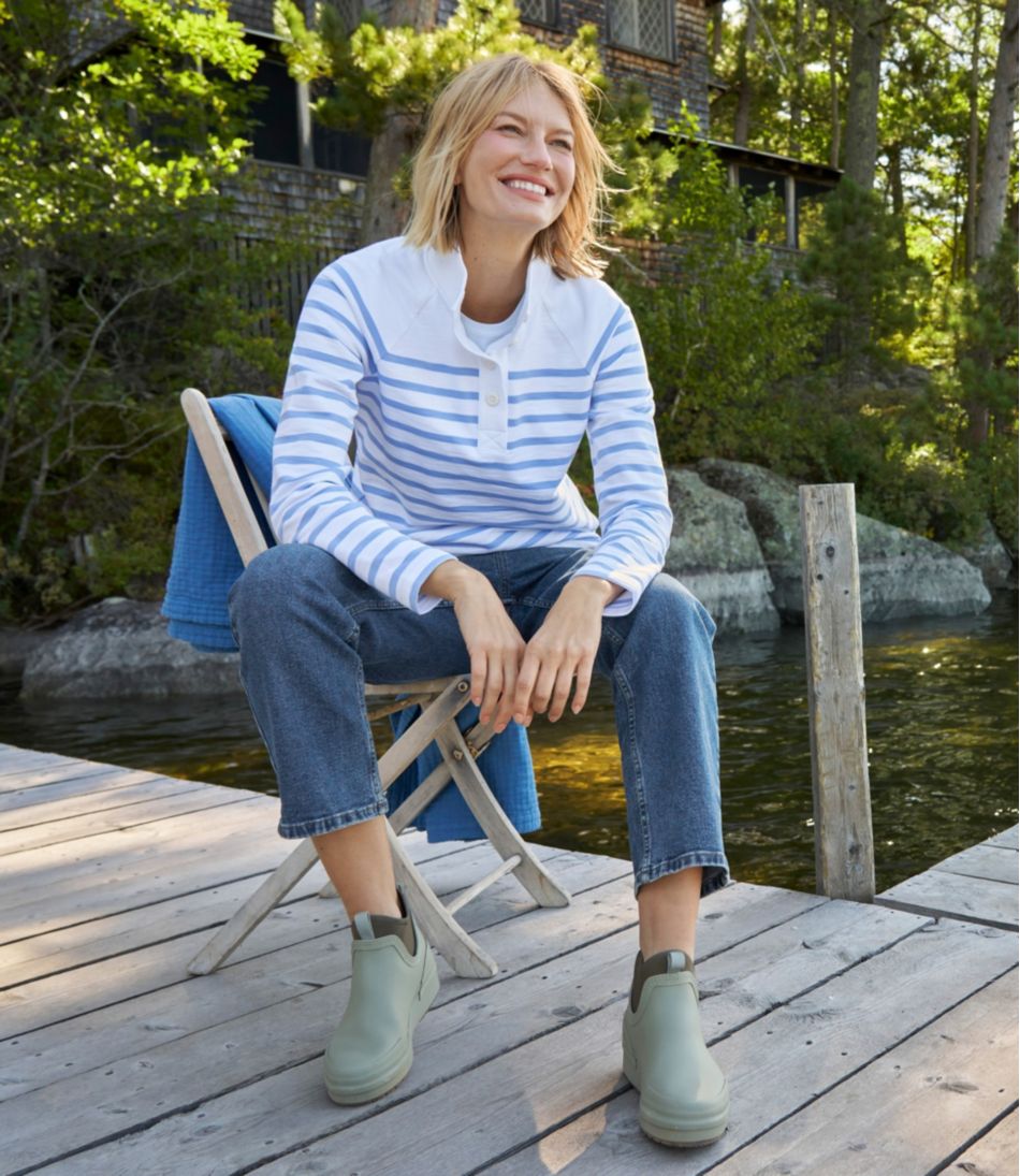 Women's Peaks Island Button Mockneck, Stripe - Image 6