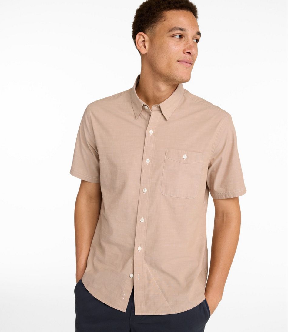 Men's Comfort Stretch Performance? Chambray Shirt, Short-Sleeve, Slightly Fitted Untucked Fit - Image 2