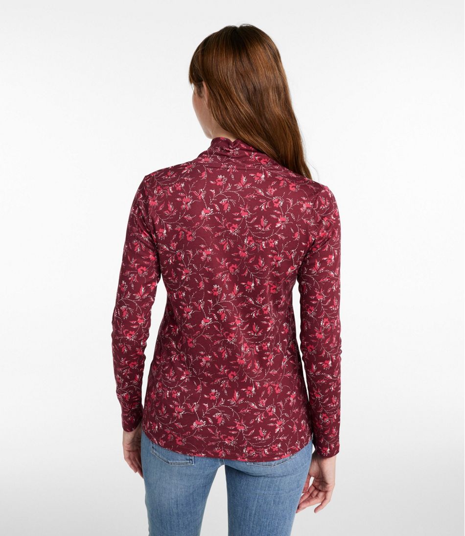 Women's Pima Cotton Tee, Shawl Long-Sleeve Print - Image 3