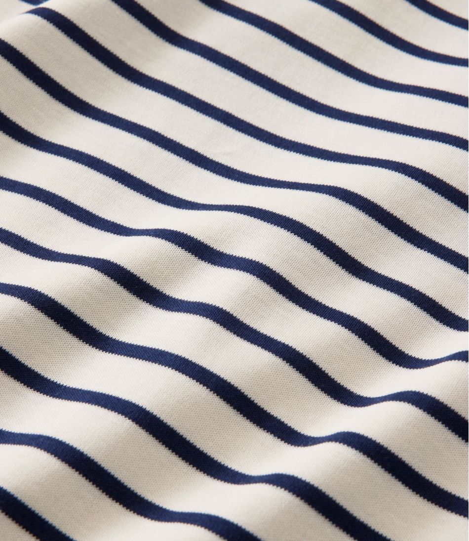 Women's Pima Cotton Tee, Three-Quarter-Sleeve Polo Stripe - Image 5