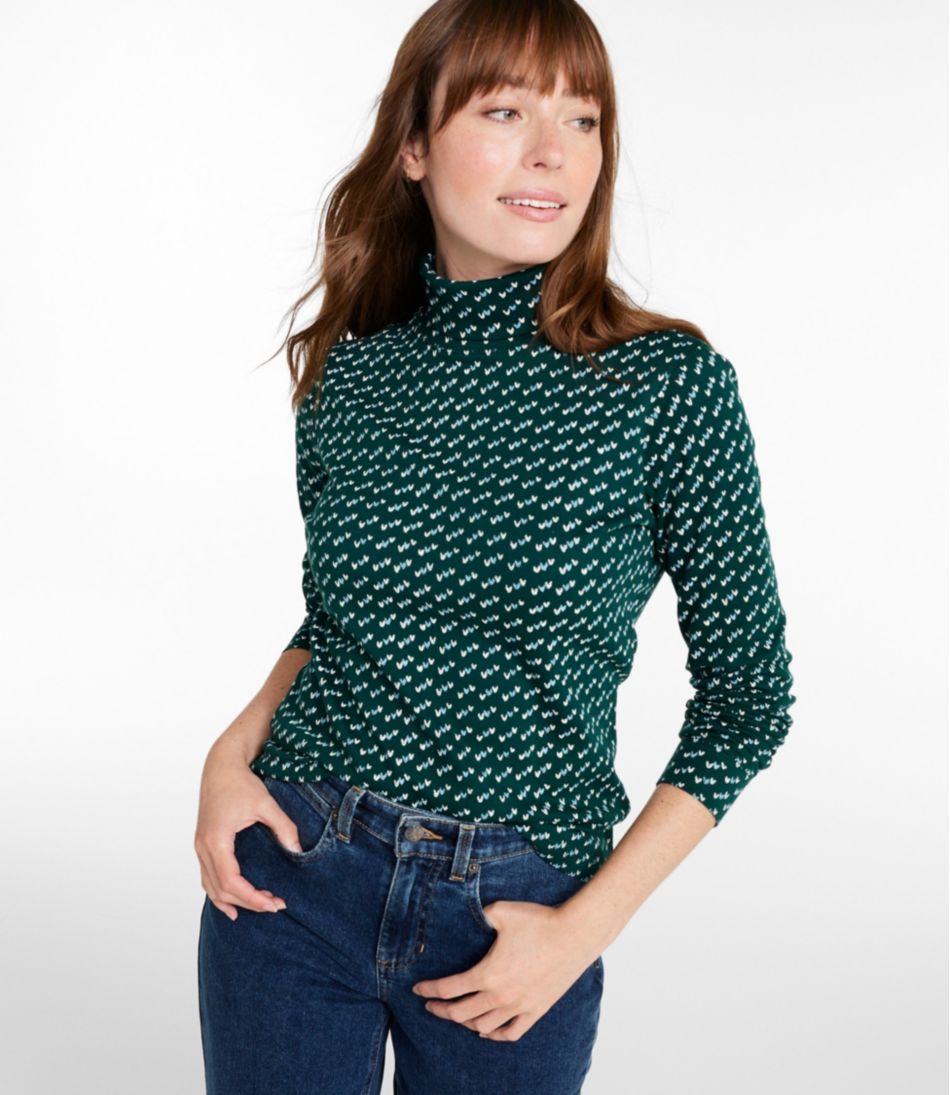 Women's L.L.Bean Interlock Turtleneck, Long-Sleeve Allover Print - Image 2