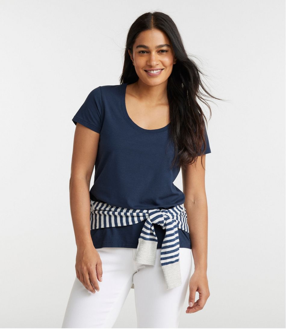 Women's Soft Stretch Supima-Blend Tee, Scoopneck Short-Sleeve - Image 2