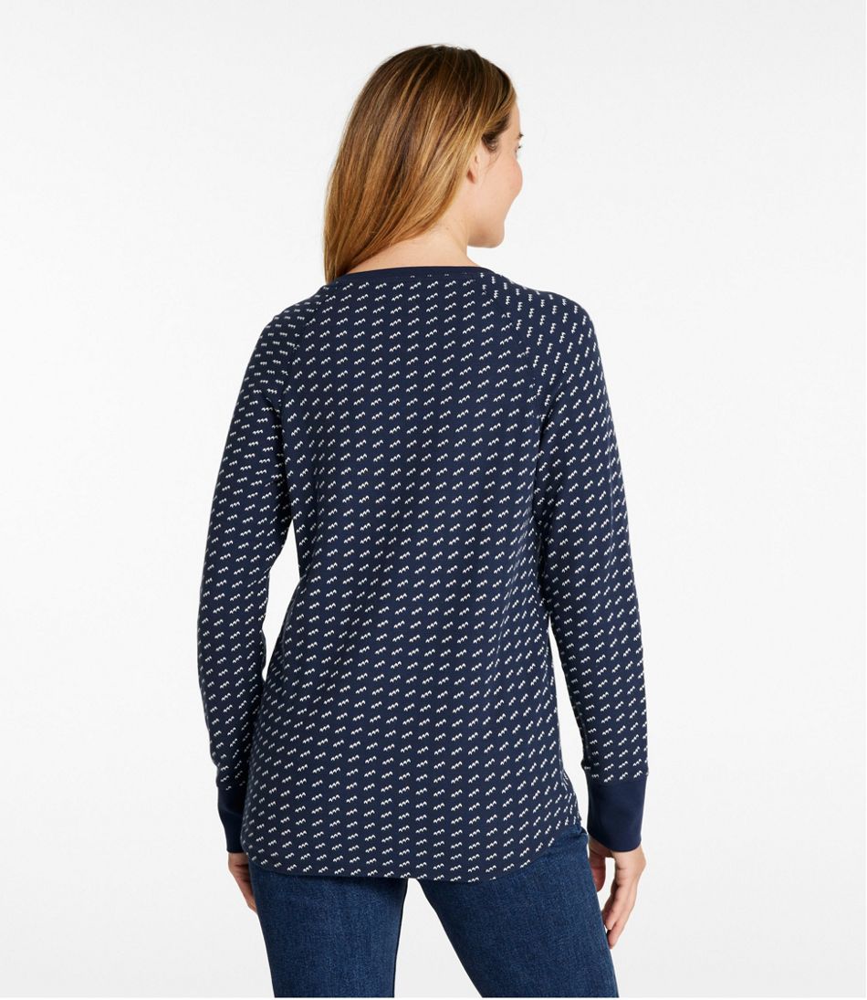 Women's Unshrinkable Mini-Waffle Tee, Long-Sleeve Crewneck Stripe - Image 3