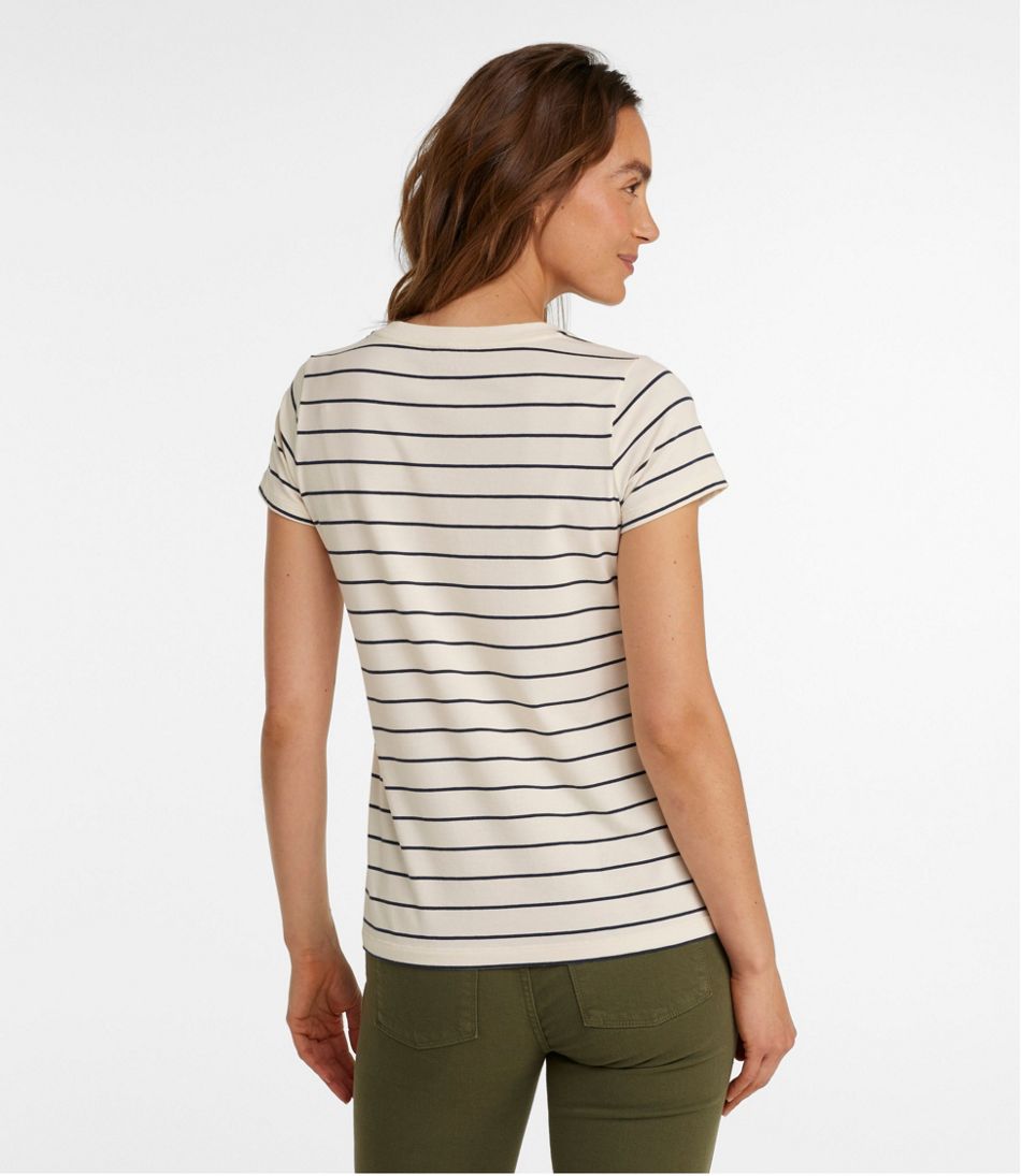 Women's Soft Stretch Supima-Blend Tee, Scoopneck Short-Sleeve Stripe - Image 3