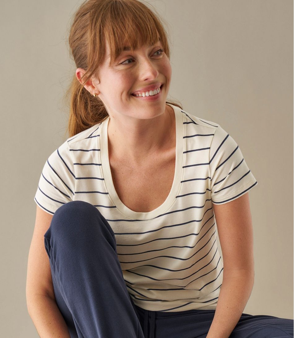 Women's Soft Stretch Supima-Blend Tee, Scoopneck Short-Sleeve Stripe - Image 6