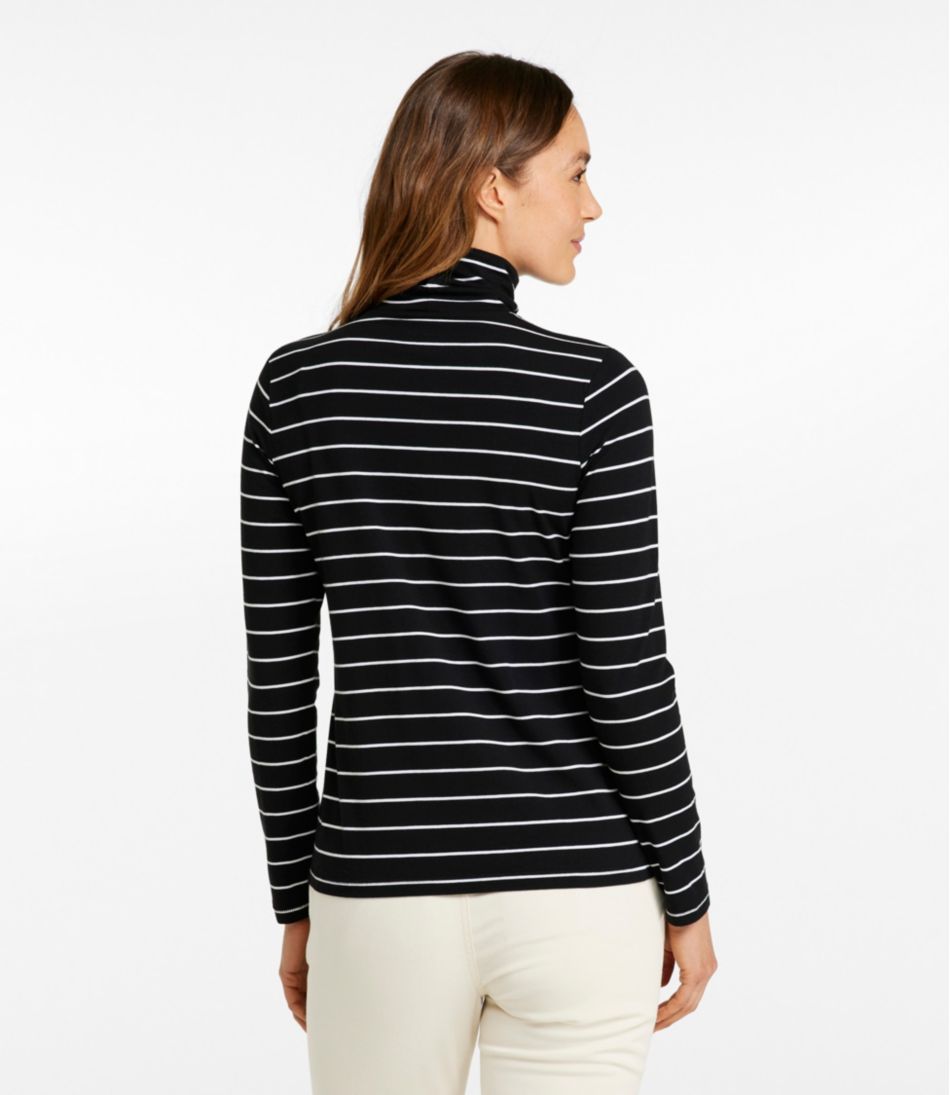 Women's Soft Stretch Supima-Blend Tee, Turtleneck Stripe - Image 3