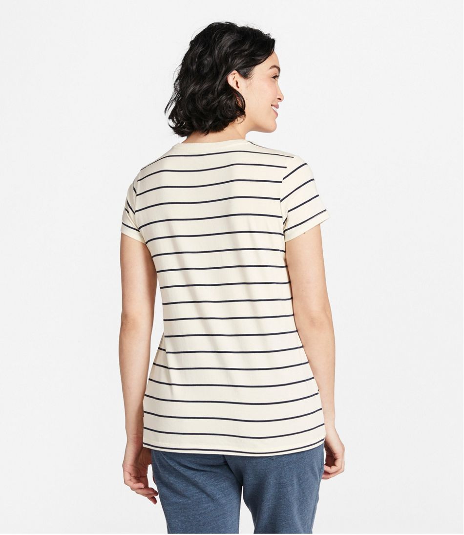Women's Soft Stretch Supima-Blend Tee, Crewneck Short-Sleeve Striped - Image 3