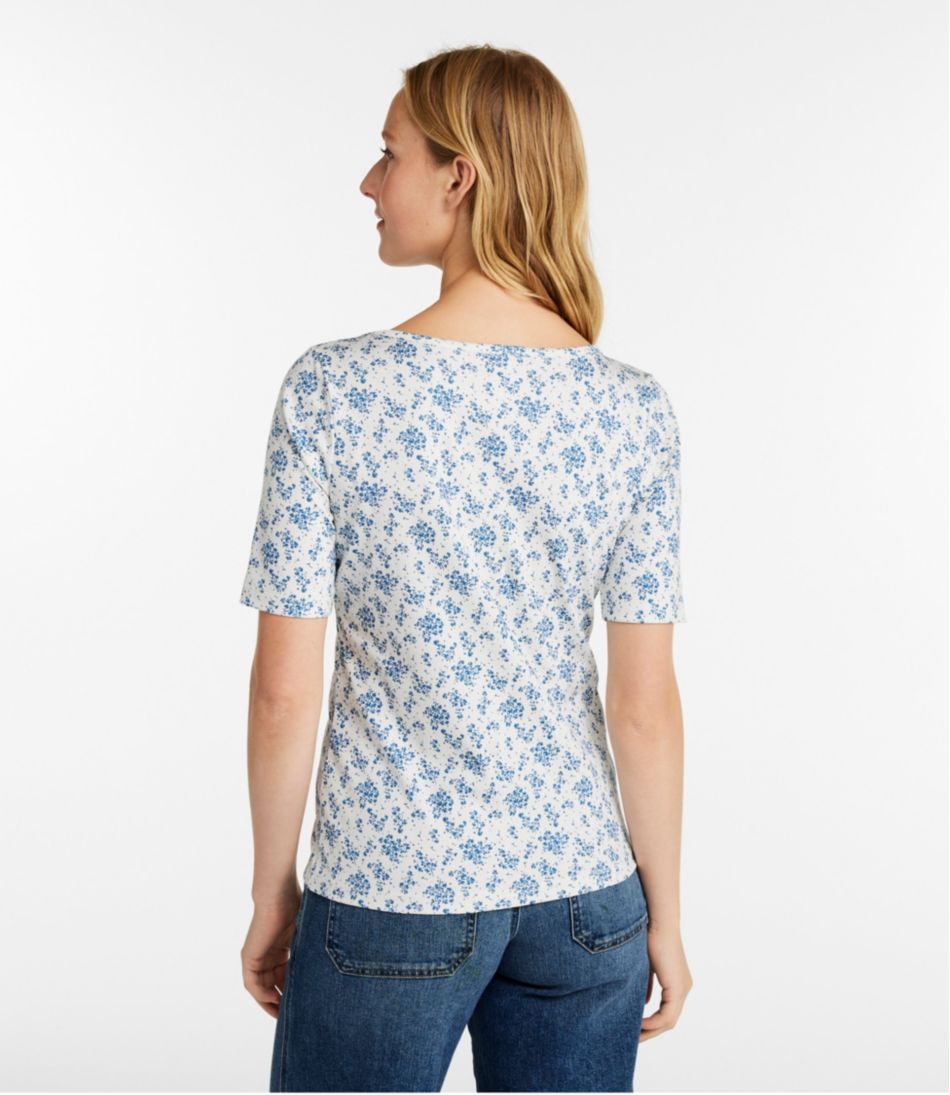 Women's Pima Cotton Tee, Soft Squareneck Elbow-Sleeve - Image 3