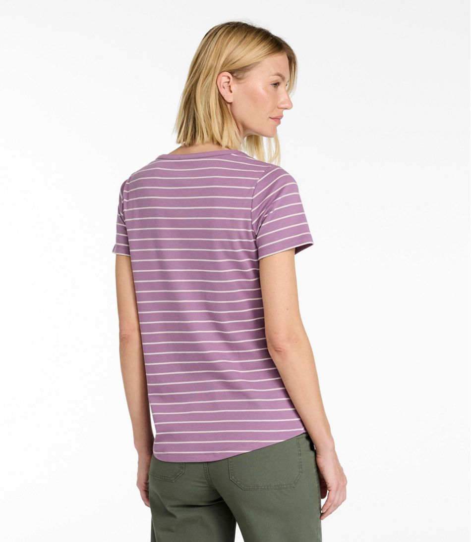 Women's L.L.Bean Tee, Short-Sleeve Notch-Neck Stripe - Image 3