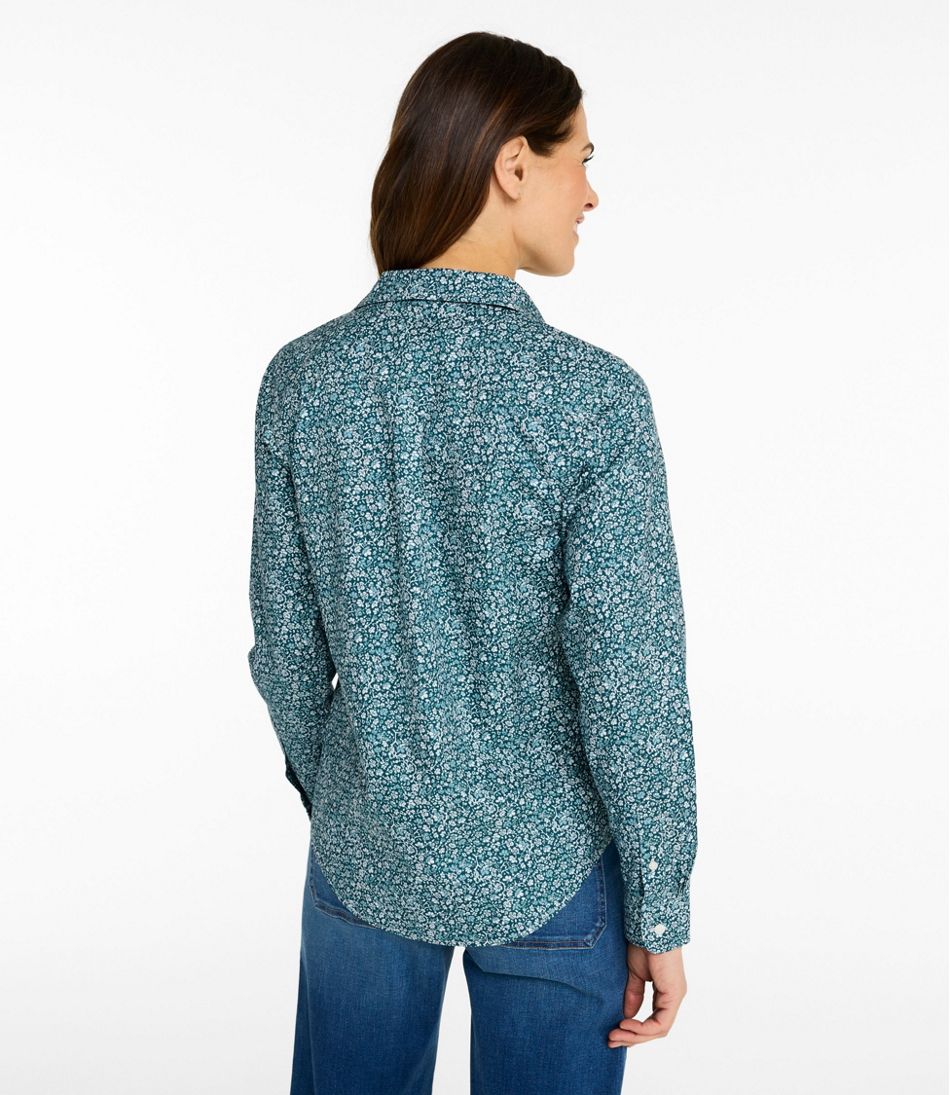 Women's Wrinkle-Free Pinpoint Oxford Shirt, Relaxed Fit Long-Sleeve Print - Image 3
