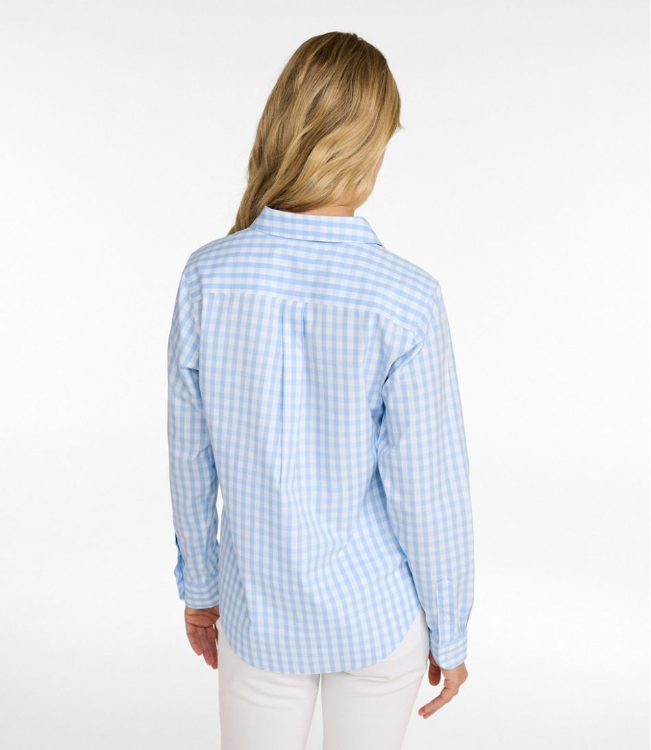 Women's Wrinkle-Free Pinpoint Oxford Shirt, Long-Sleeve Relaxed Fit Plaid - Image 3