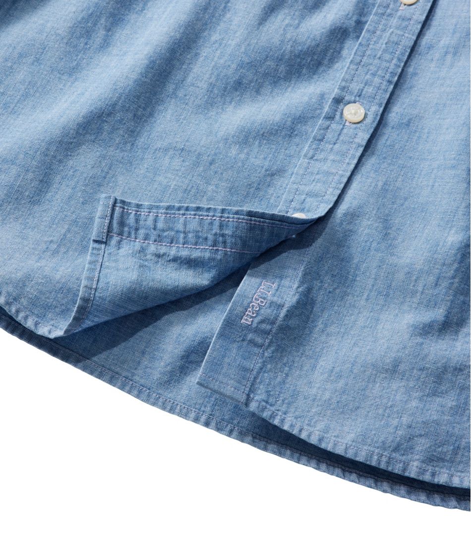 Women's Essential Cotton Shirt, Chambray Long Sleeve - Image 5