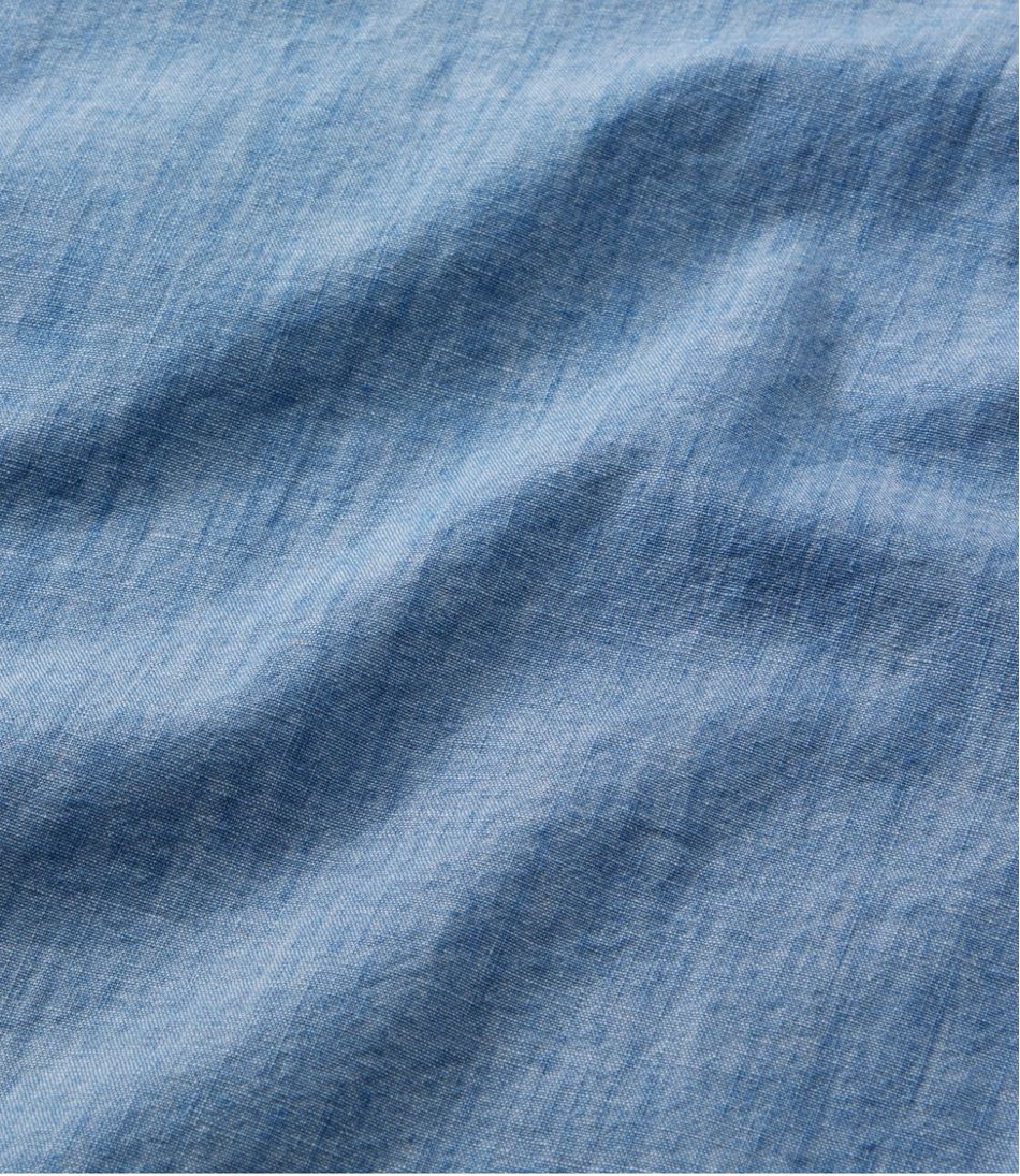 Women's Essential Cotton Shirt, Chambray Long Sleeve - Image 6
