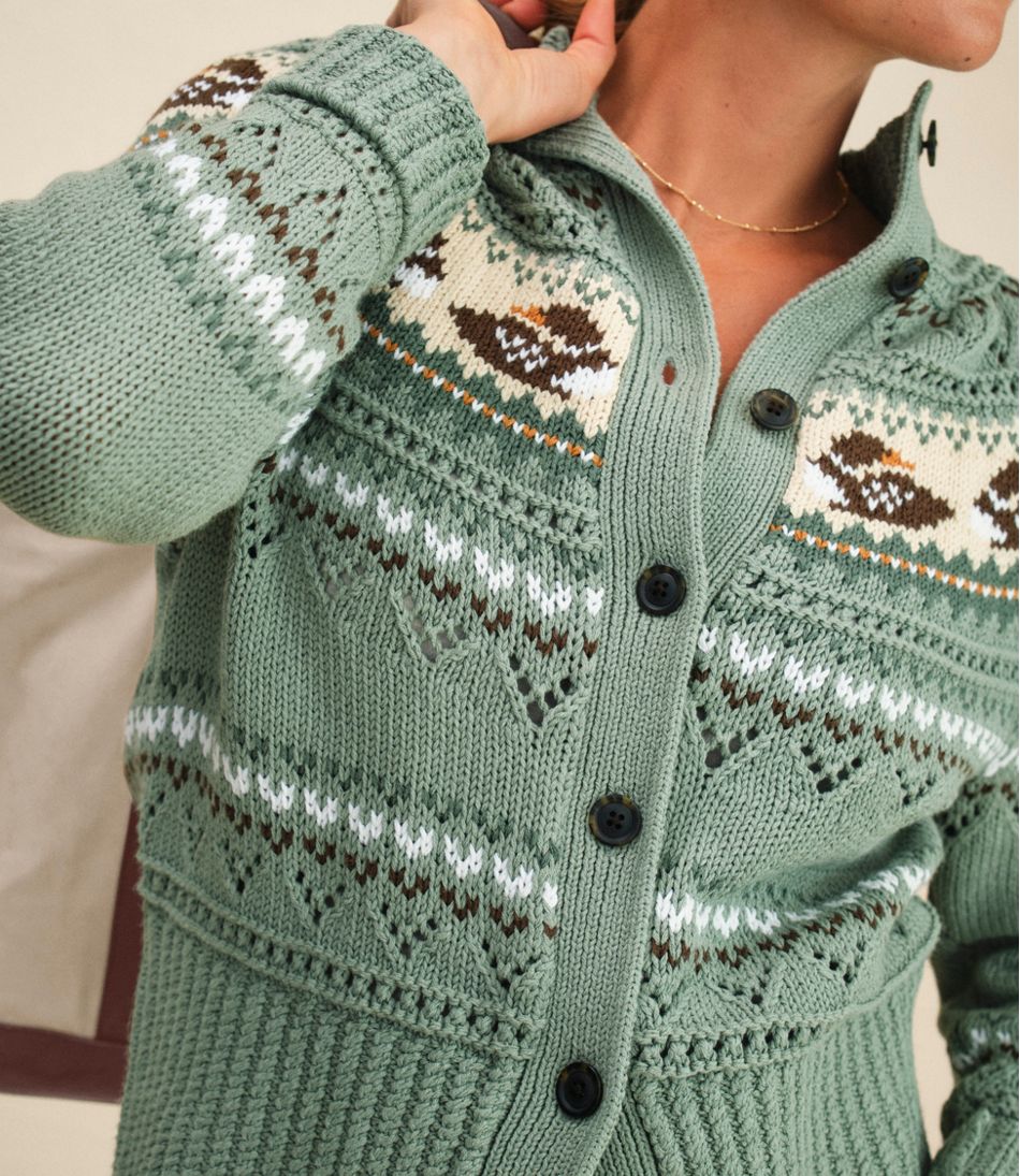Women's Signature Cotton Fisherman Sweater, Short Cardigan Fair Isle - Image 10