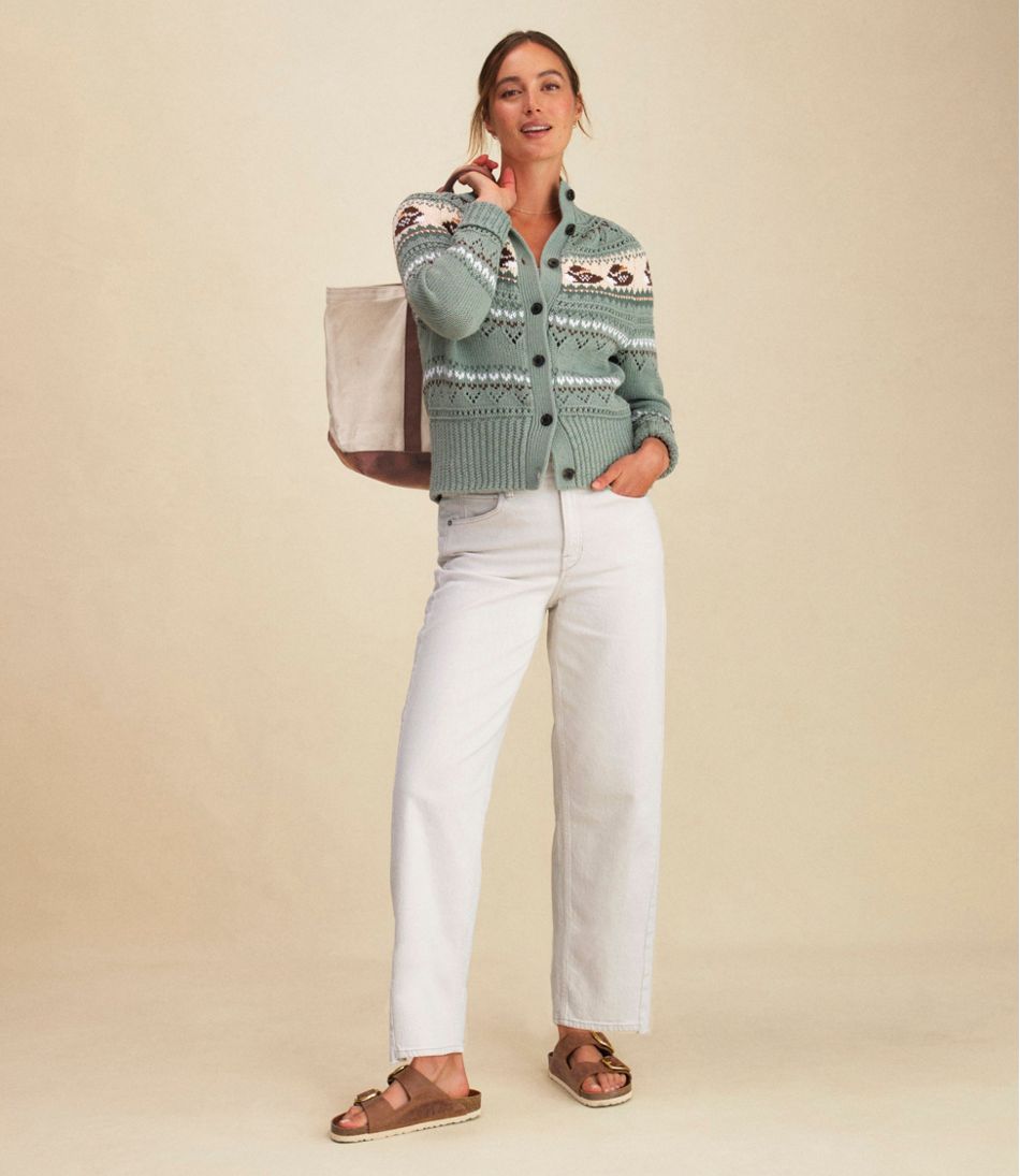 Women's Signature Cotton Fisherman Sweater, Short Cardigan Fair Isle - Image 9