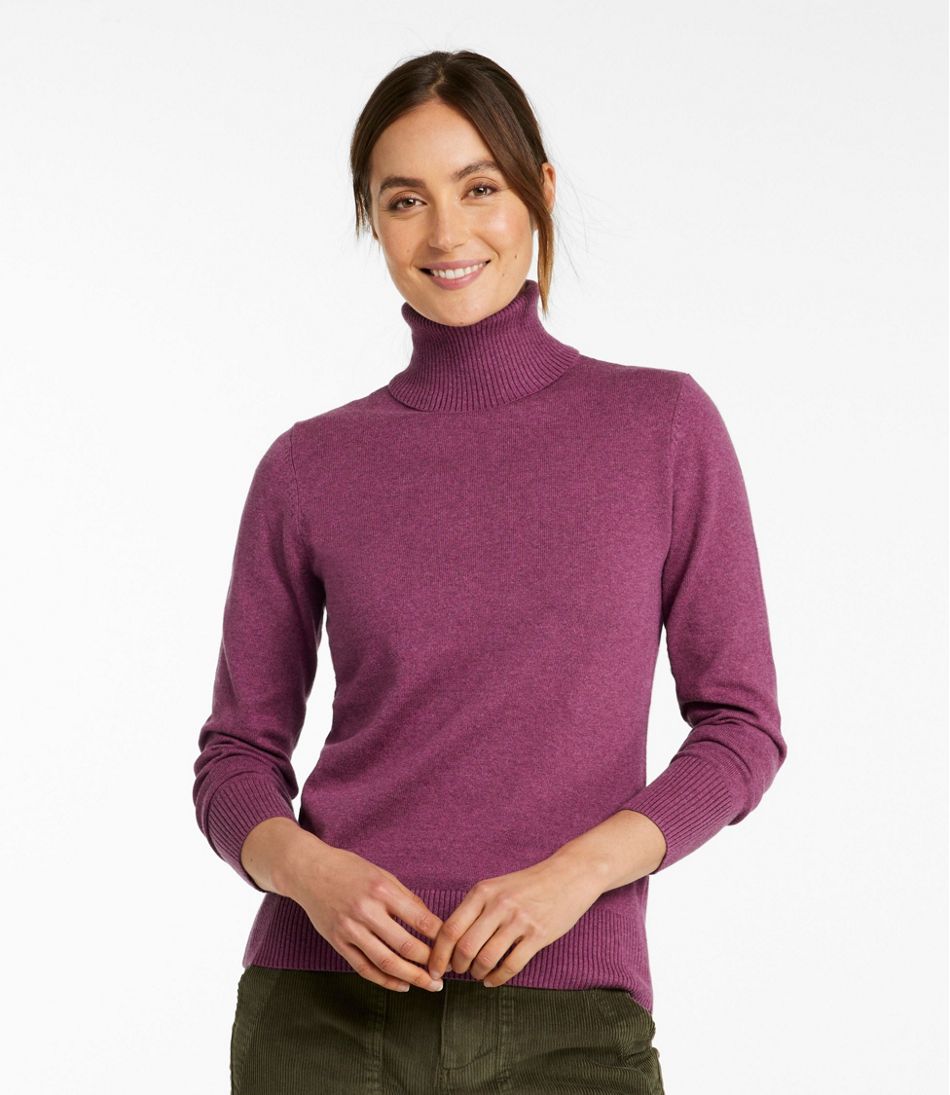 Women's Cotton/Cashmere Sweater, Turtleneck - Image 2