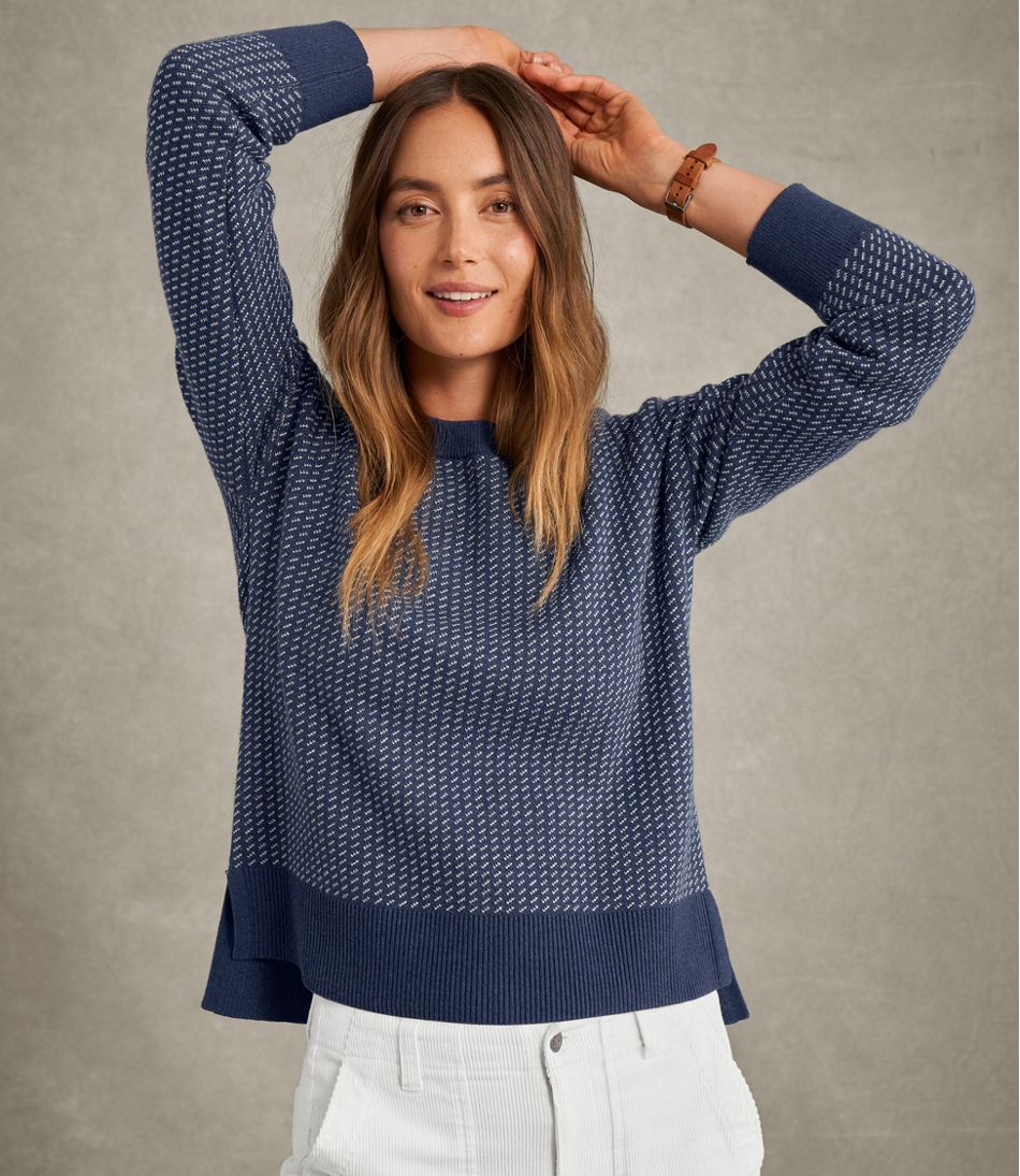 Women's Wicked Soft Cotton/Cashmere Crewneck Sweater, Pattern - Image 8