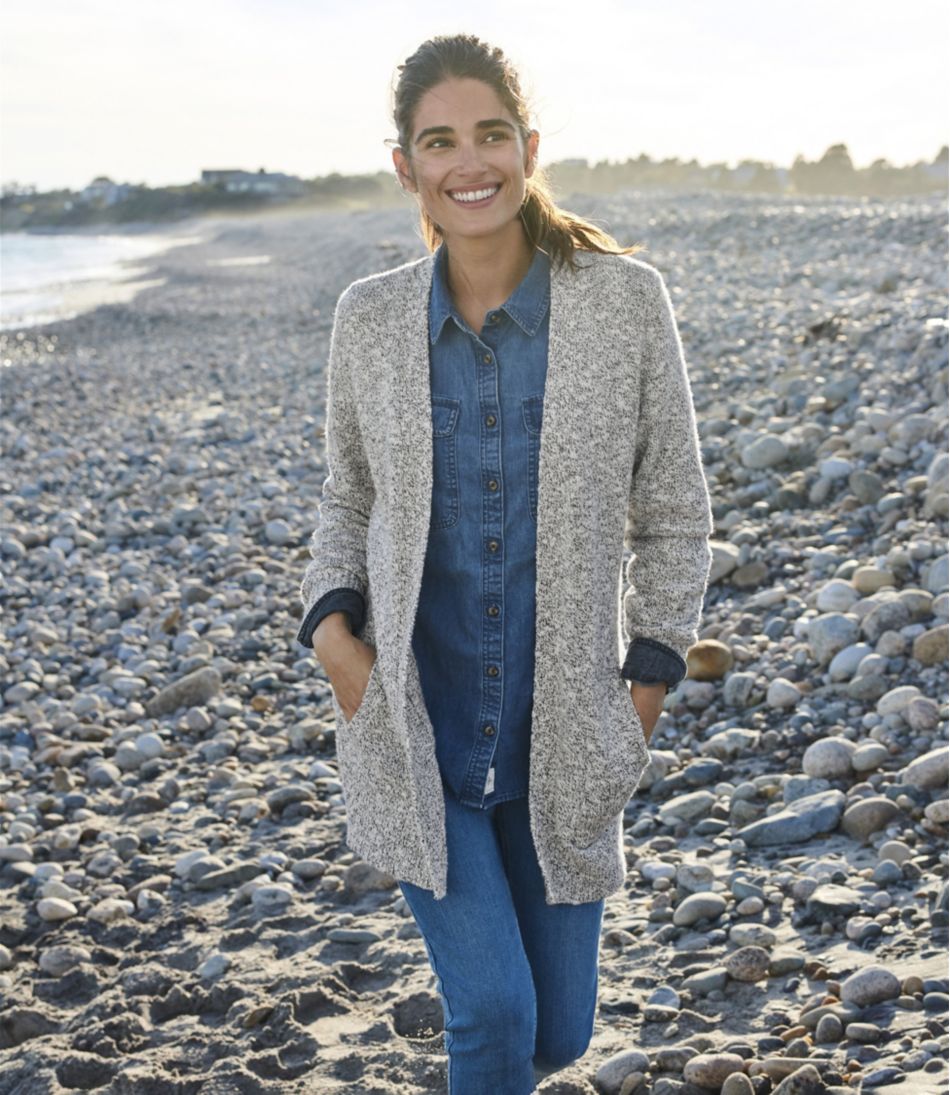 Women's Cotton Ragg Sweater, Open Cardigan - Image 6