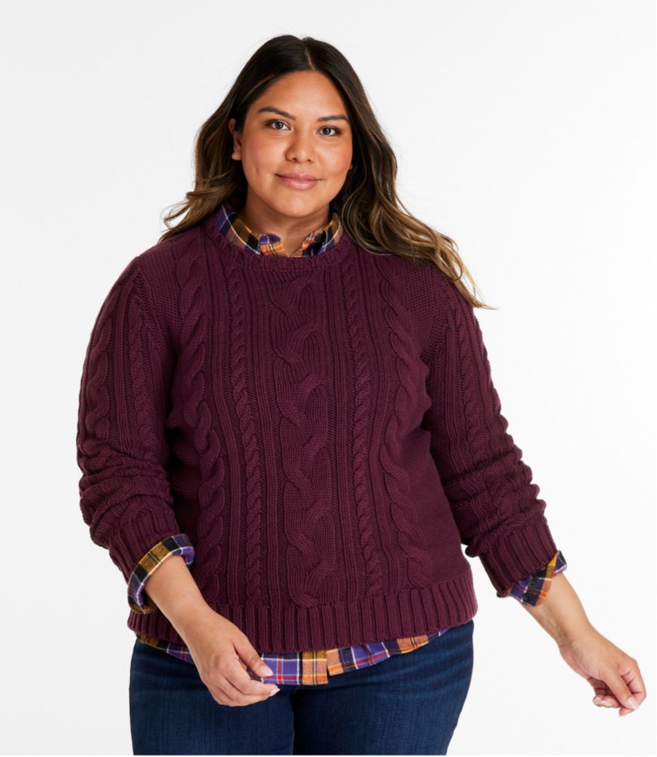 Women's Double L? Cable Sweater, Crewneck - Image 2