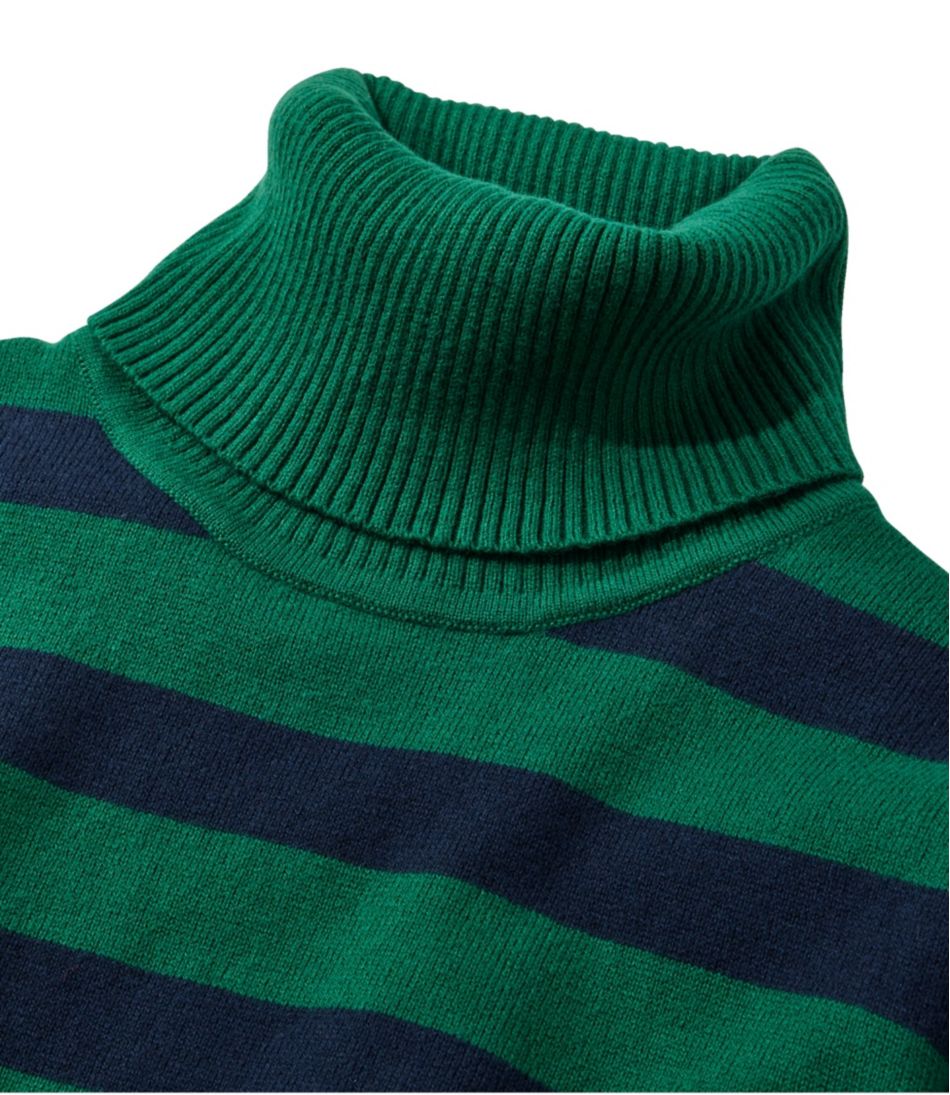 Women's Cotton/Cashmere Sweater, Turtleneck Stripe - Image 4