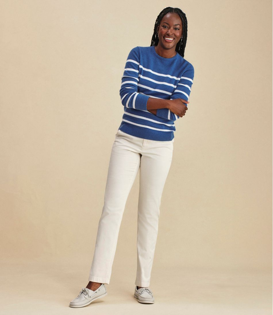 Women's Classic Cashmere Sweater, Crewneck Stripe - Image 6