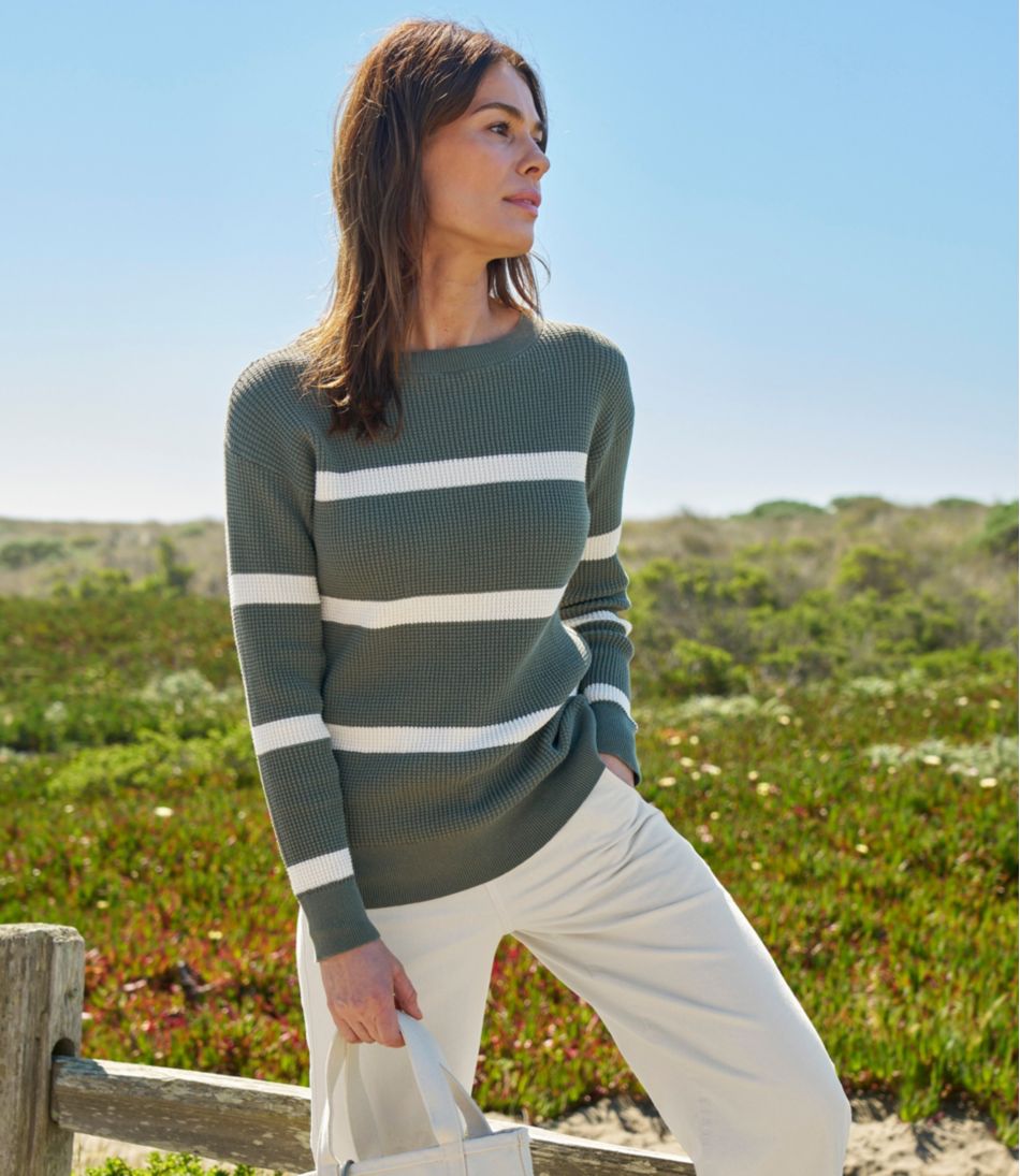 Women's Sunwashed Waffle Sweater, Pullover Stripe - Image 7