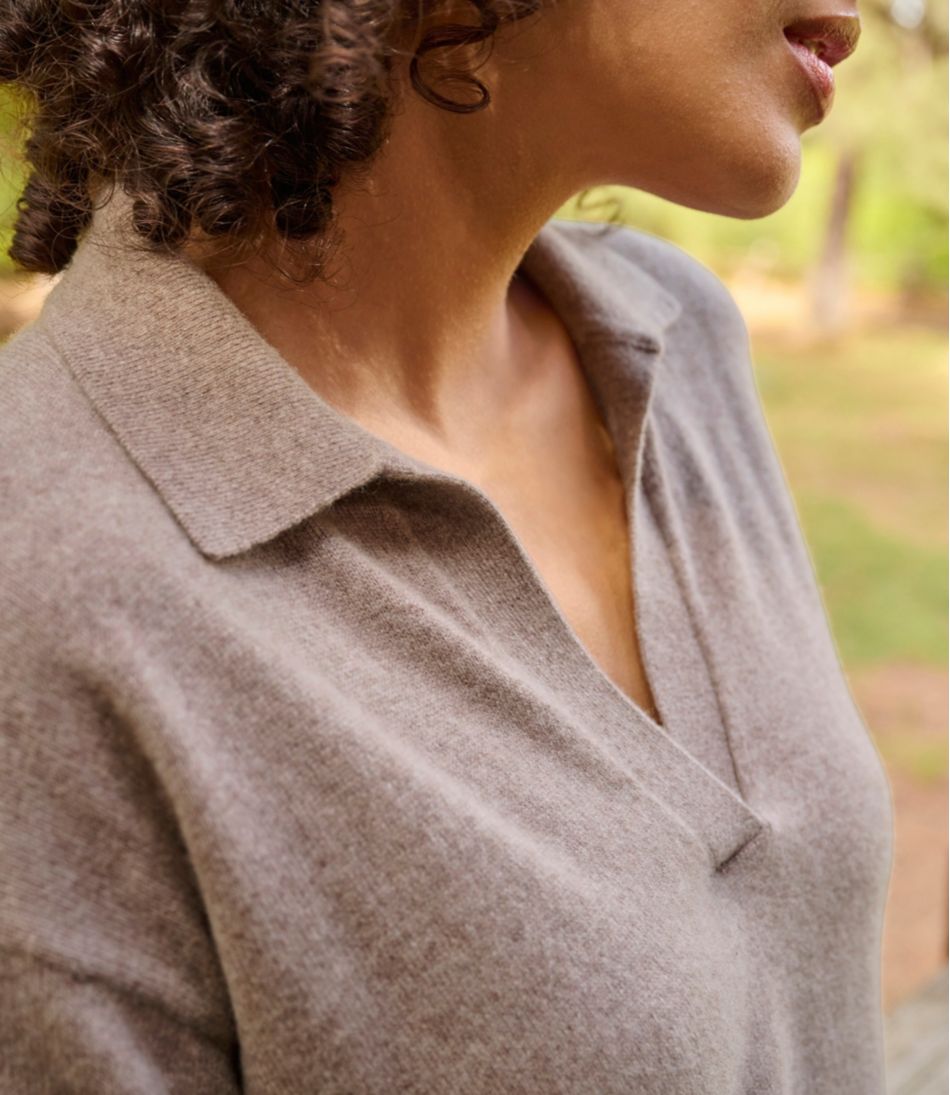 Women's Classic Cashmere Sweater, Relaxed Polo - Image 10