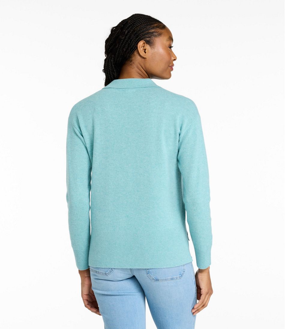 Women's Classic Cashmere Sweater, Relaxed Polo - Image 3