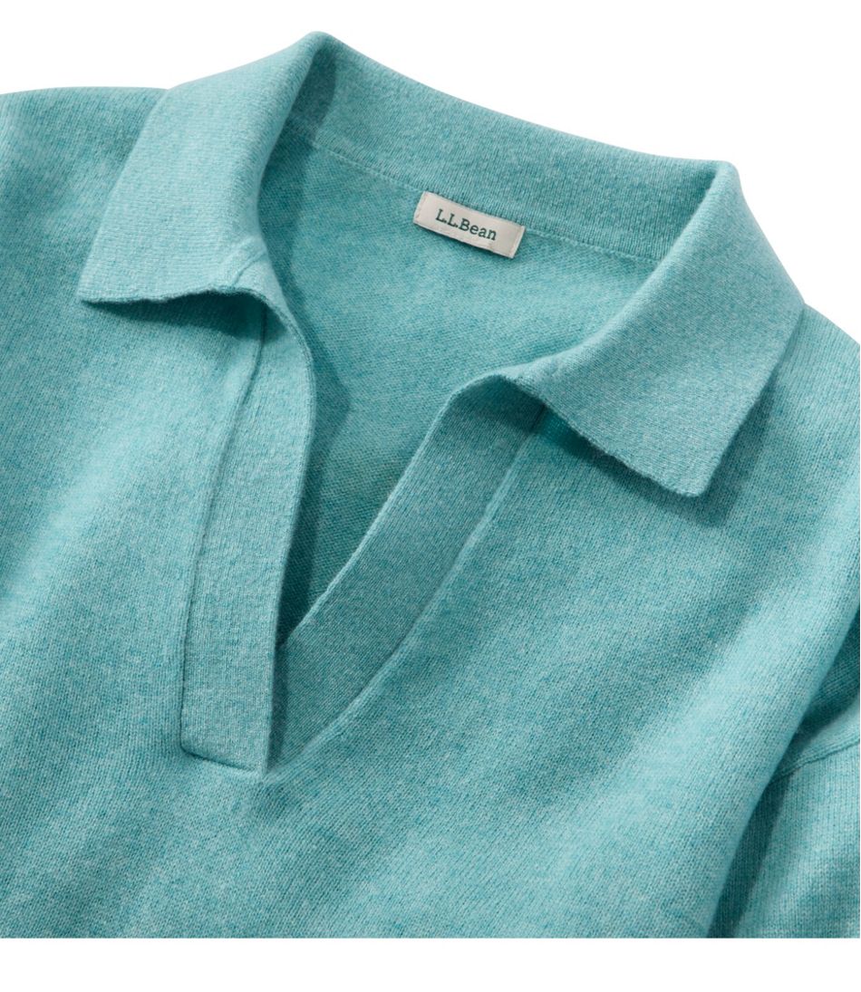 Women's Classic Cashmere Sweater, Relaxed Polo - Image 4