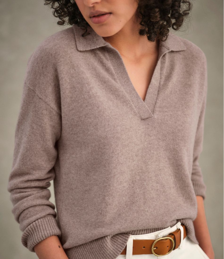 Women's Classic Cashmere Sweater, Relaxed Polo - Image 8