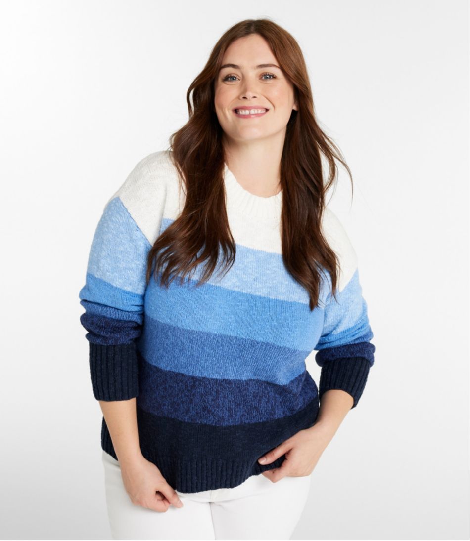 Women's Cotton Ragg Sweater, Crewneck Stripe - Image 2