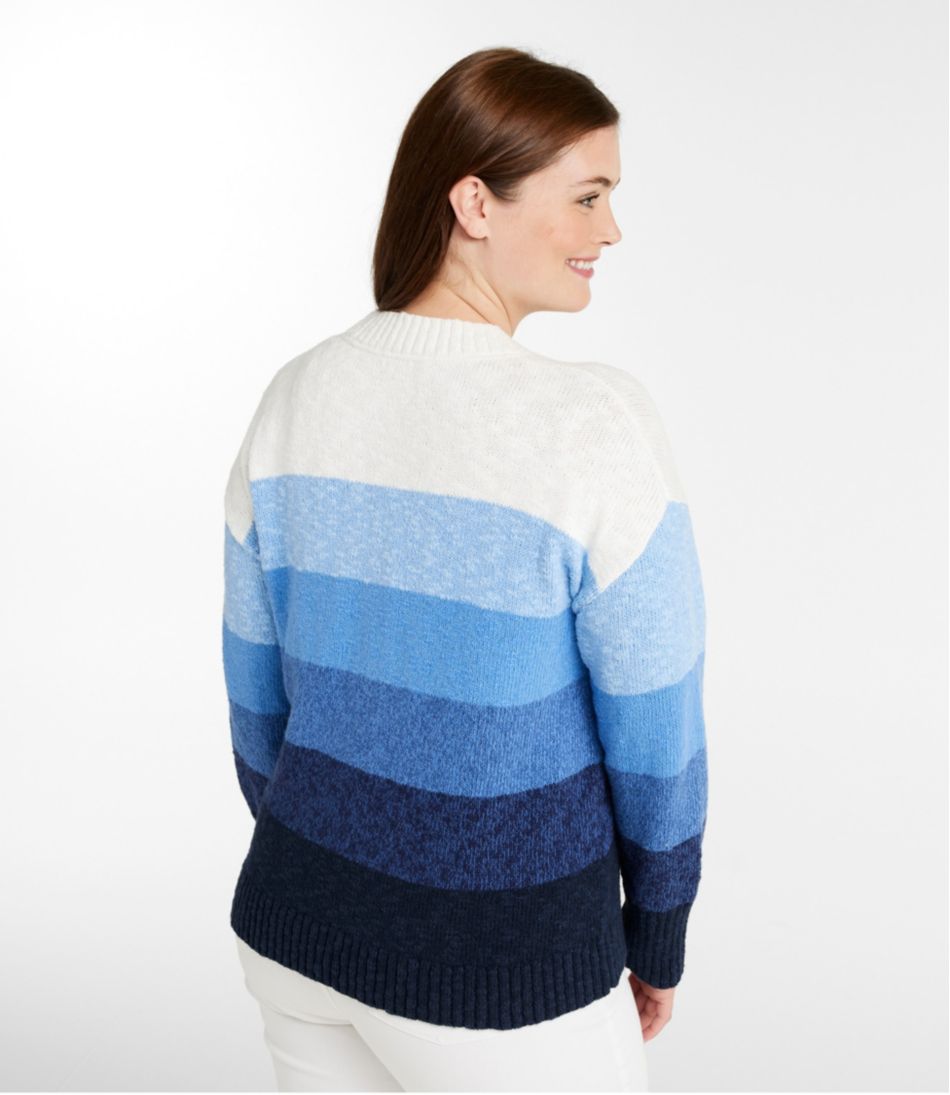 Women's Cotton Ragg Sweater, Crewneck Stripe - Image 3