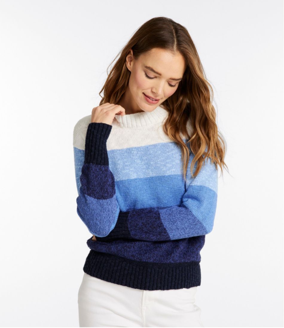 Women's Cotton Ragg Sweater, Crewneck Stripe - Image 5