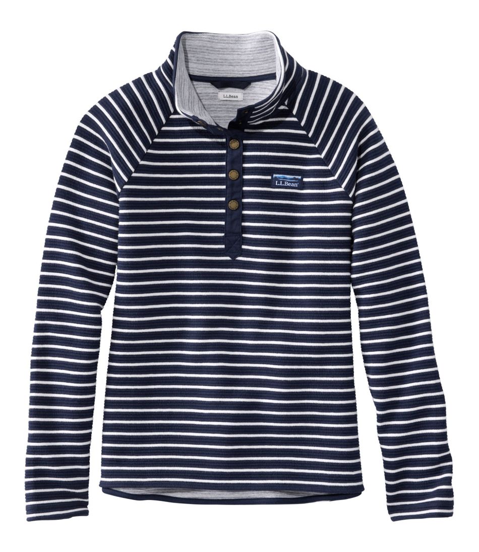 Women's Lakewashed Double-Knit Quarter-Snap, Stripe