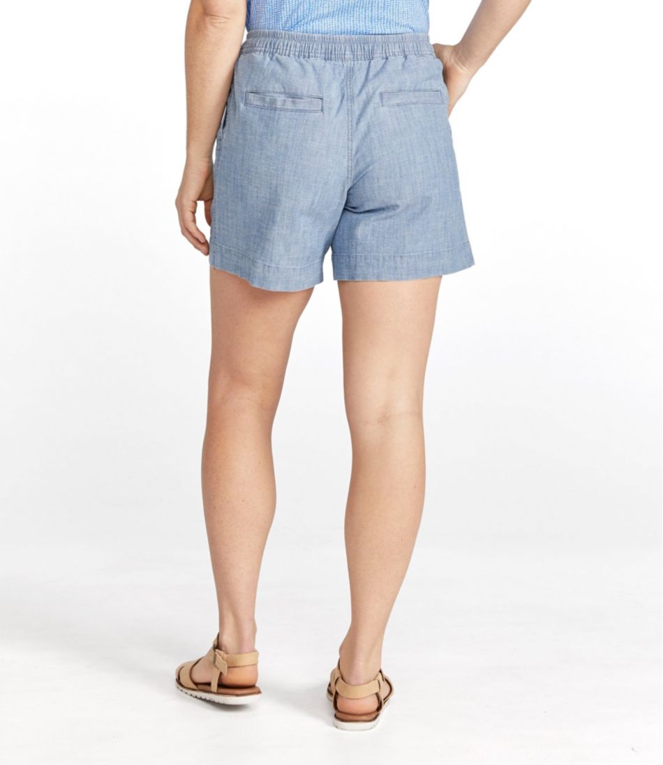 Women's Lakewashed Dock Shorts, Mid-Rise Chambray - Image 3