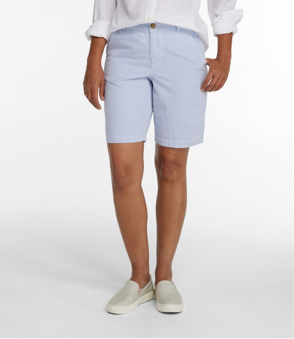 Women's Comfort Stretch Shorts, Seersucker Bermudas 9" - Image 2