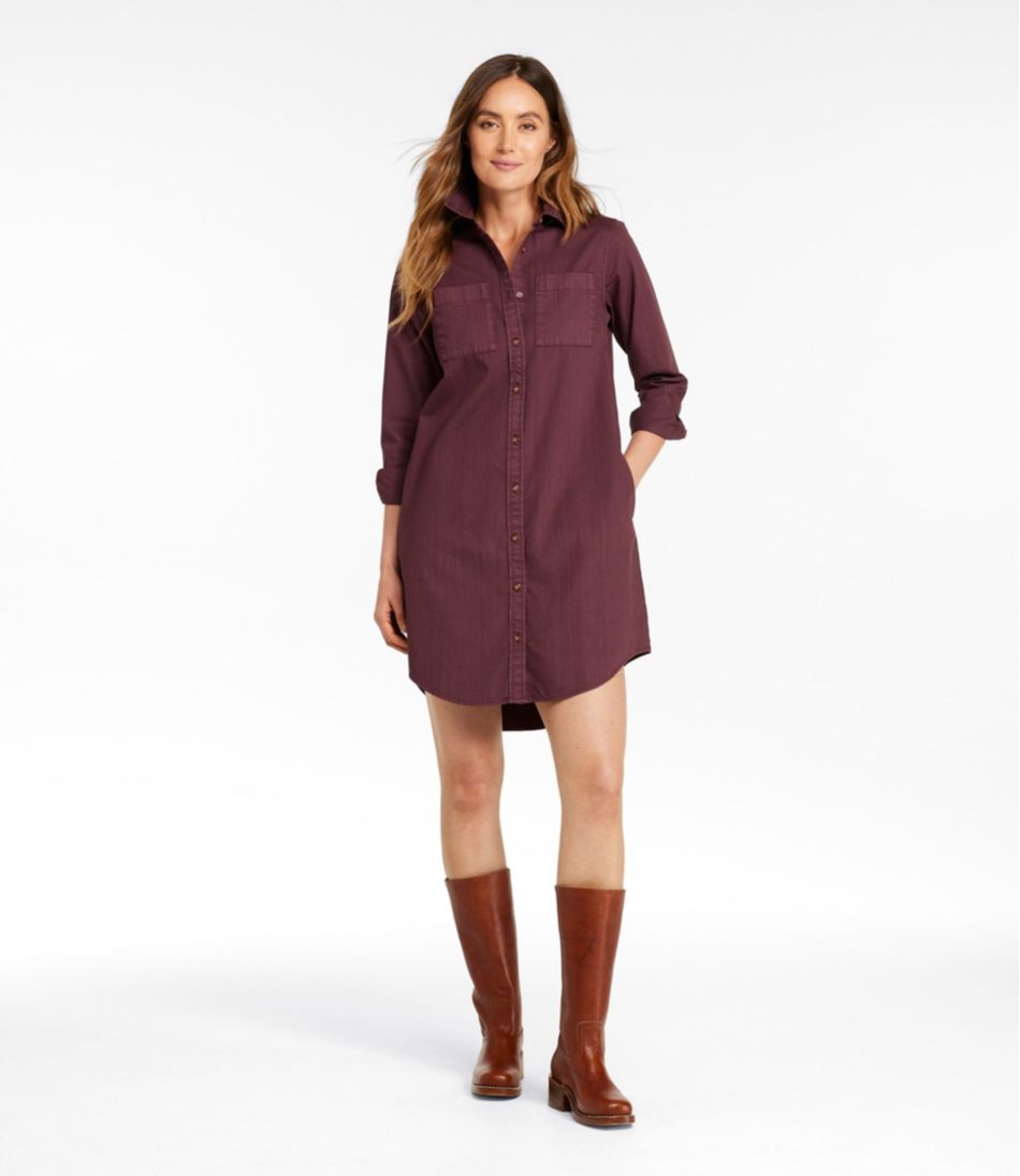 Women's L.L. Bean Heritage Washed Denim Shirt Dress, Garment-Dye - Image 2