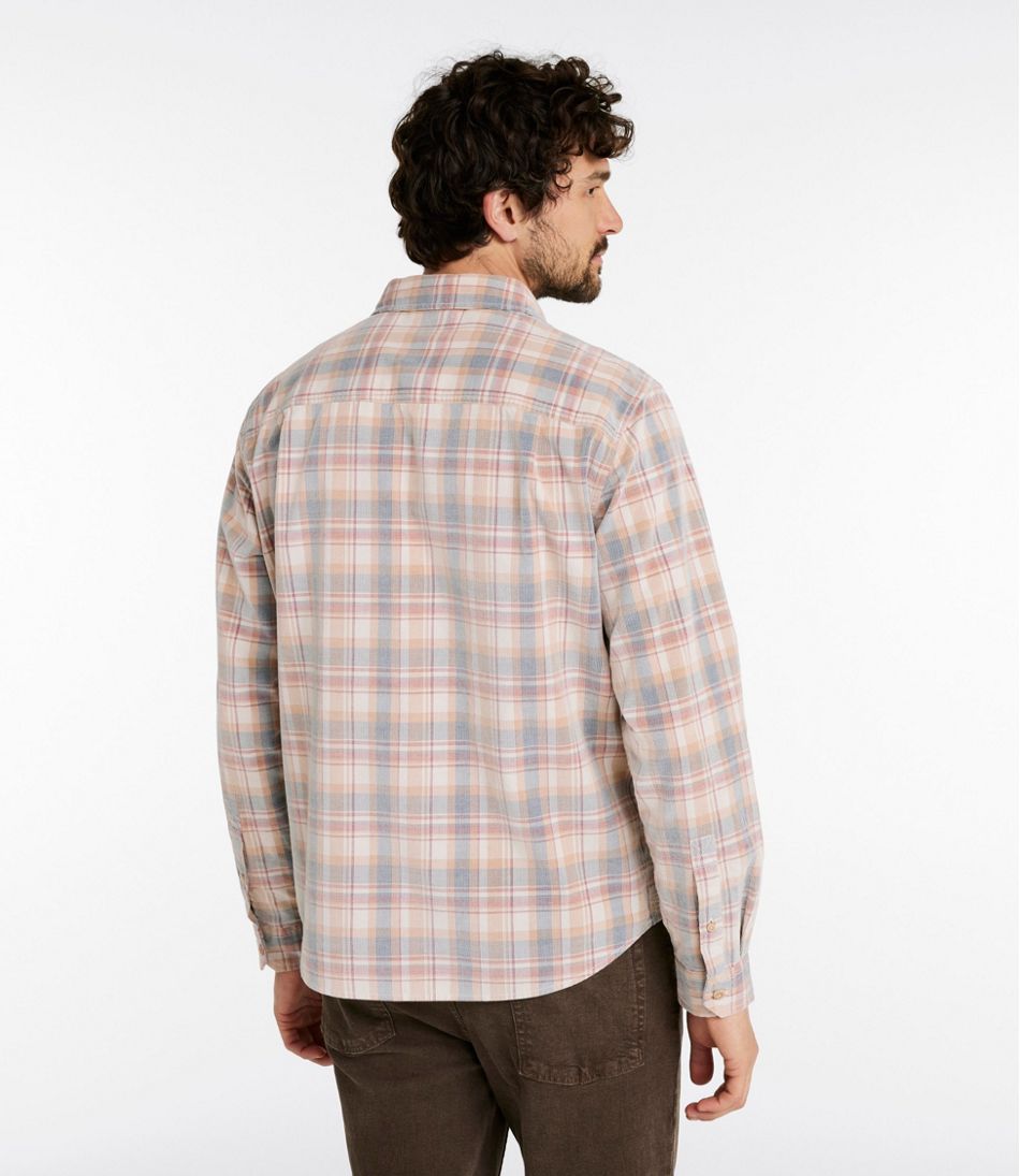 Men's Sunwashed Corduroy Shirt, Slightly Fitted Untucked Fit, Plaid - Image 3