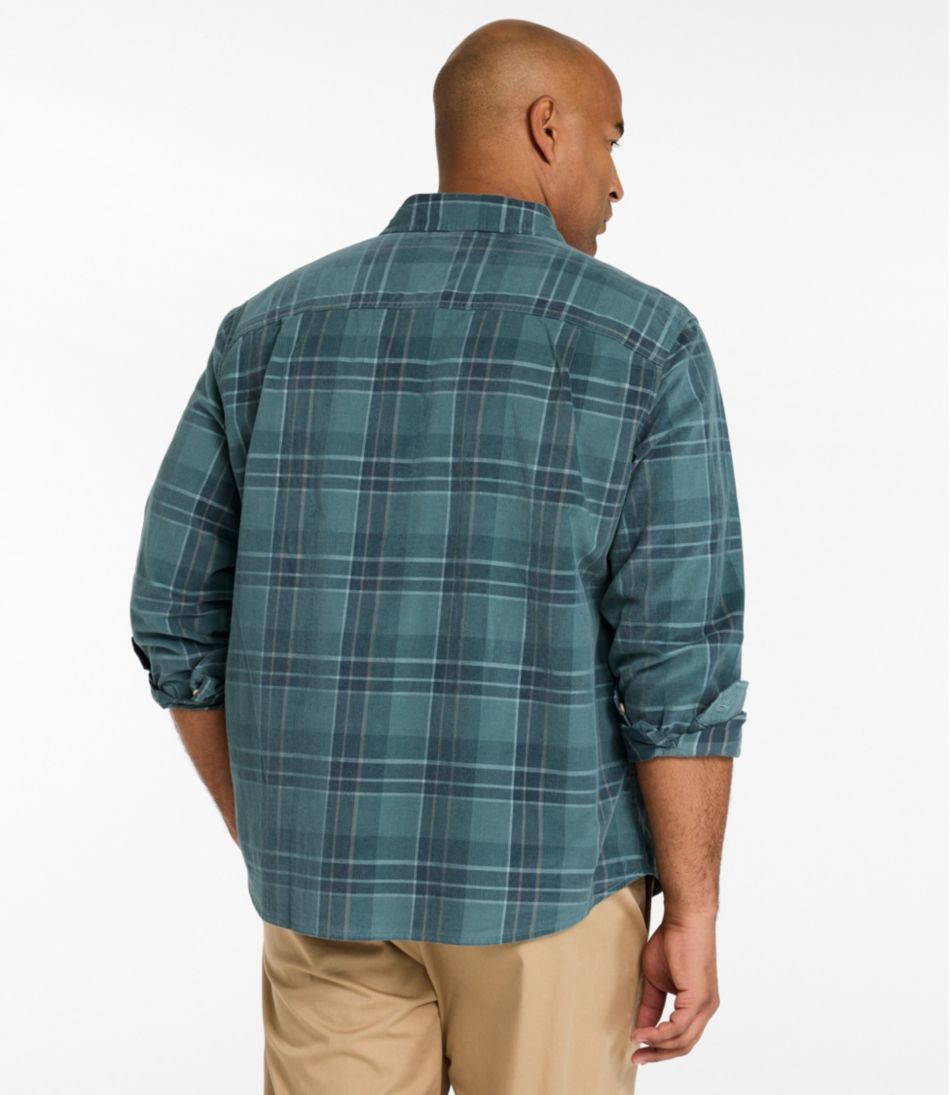 Men's Sunwashed Corduroy Shirt, Slightly Fitted Untucked Fit, Plaid - Image 5