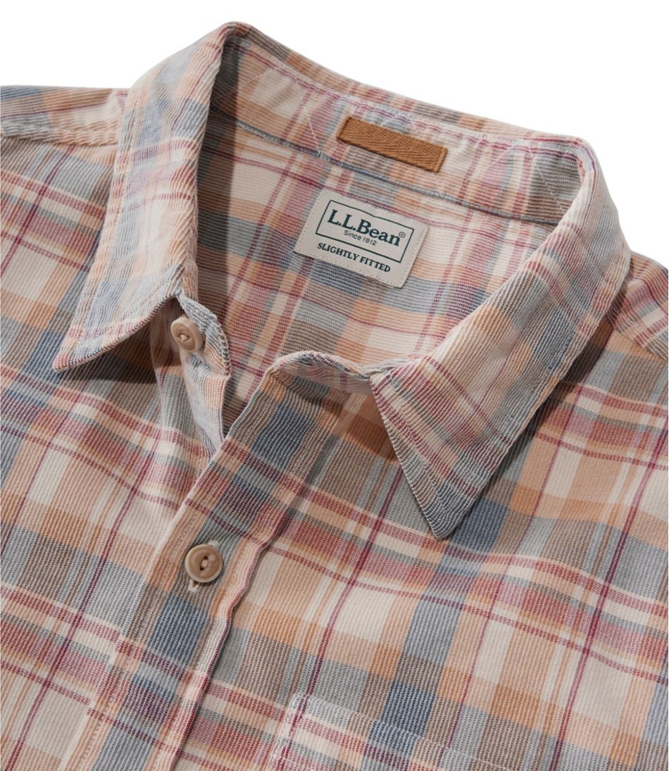 Men's Sunwashed Corduroy Shirt, Slightly Fitted Untucked Fit, Plaid - Image 6