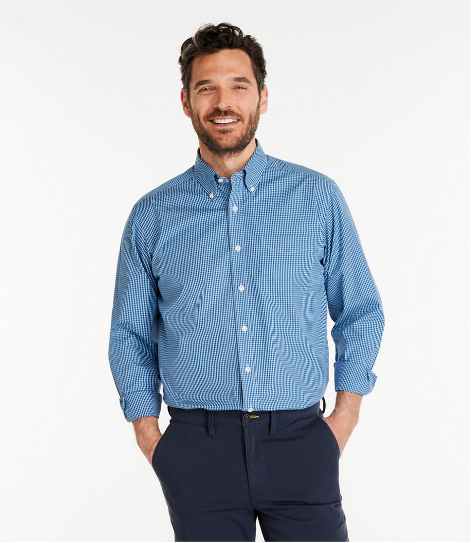 Men's Wrinkle-Free Pinpoint Oxford Cloth Shirt, Traditional Fit Tattersall - Image 2