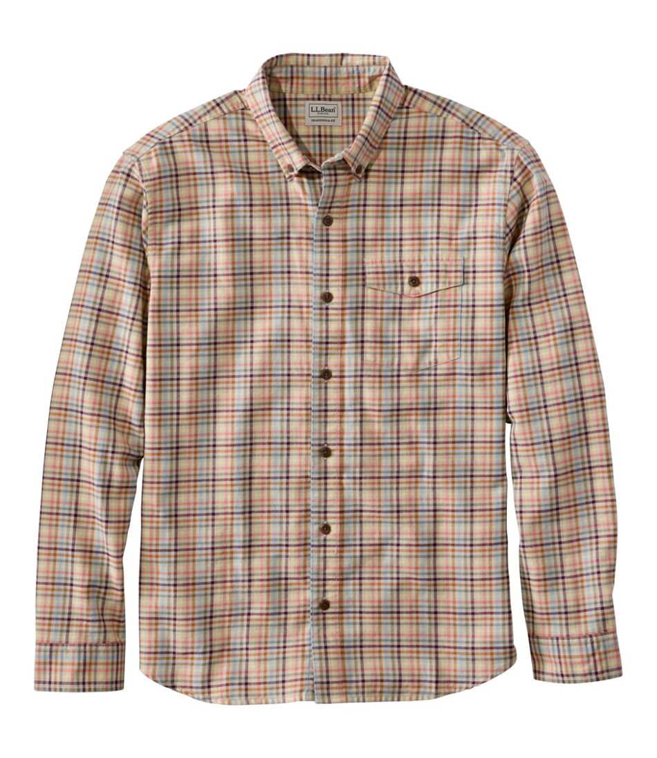 Men's Brushed Jasp?? Twill Shirt, Plaid, Traditional Untucked Fit
