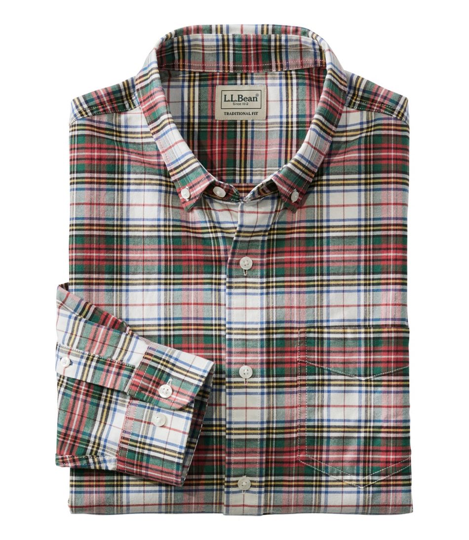 Men's Comfort Stretch? Oxford Shirt, Traditional Untucked Fit, Plaid