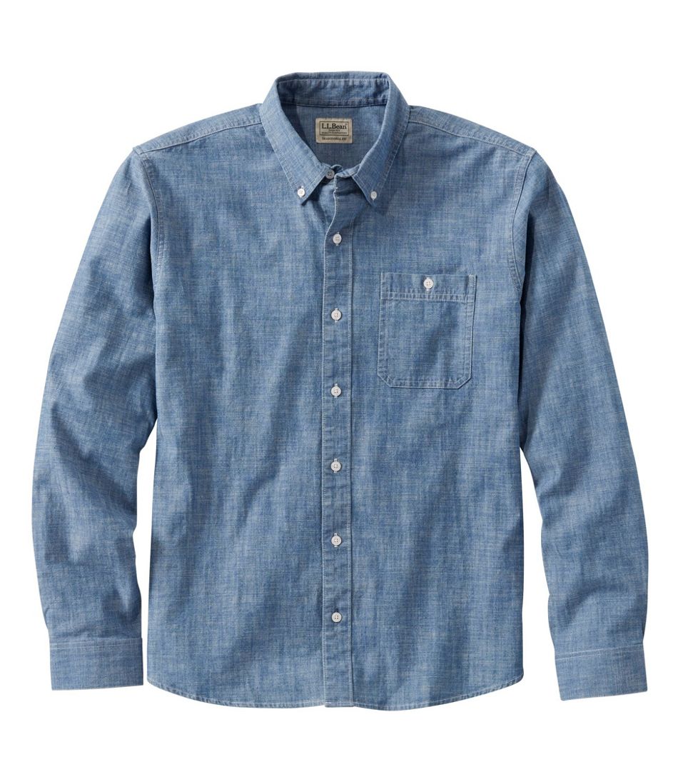 Men's Comfort Stretch? Chambray Shirt, Traditional Untucked Fit, Long-Sleeve