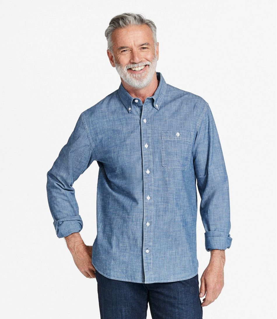 Men's Comfort Stretch? Chambray Shirt, Traditional Untucked Fit, Long-Sleeve - Image 2