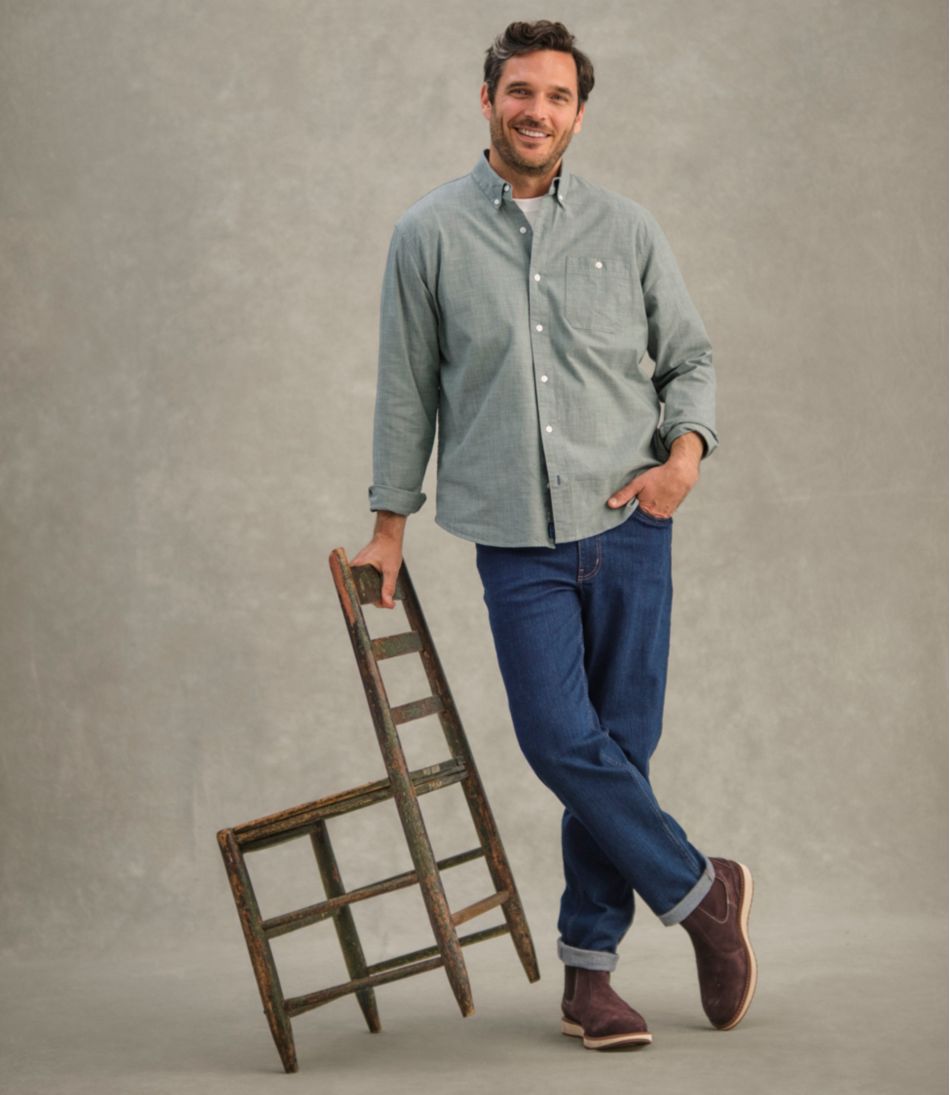 Men's Comfort Stretch? Chambray Shirt, Traditional Untucked Fit, Long-Sleeve - Image 9