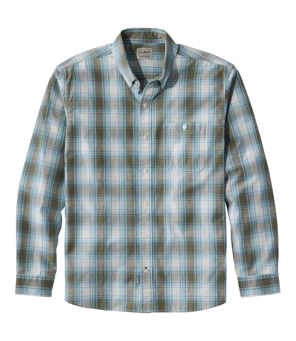 Men's Comfort Stretch? Chambray Shirt, Traditional Untucked Fit, Long-Sleeve, Print