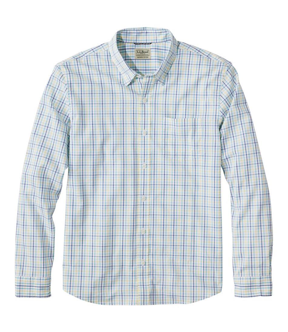 Men's Comfort Stretch Performance? Shirt, Long-Sleeve, Slightly Fitted Untucked Fit, Plaid